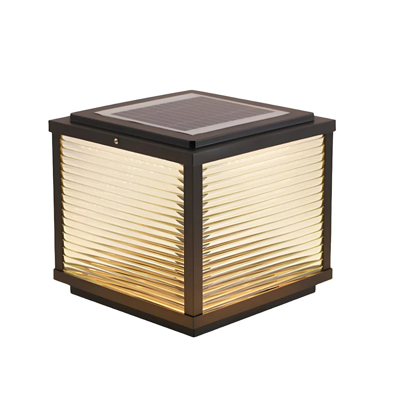 Lampe solaire extérieure cubique noire à LED bicolore