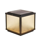 Lampe solaire extérieure cubique noire à LED bicolore