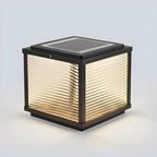Lampe solaire extérieure cubique noire à LED bicolore