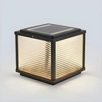 Lampe solaire extérieure cubique noire à LED bicolore