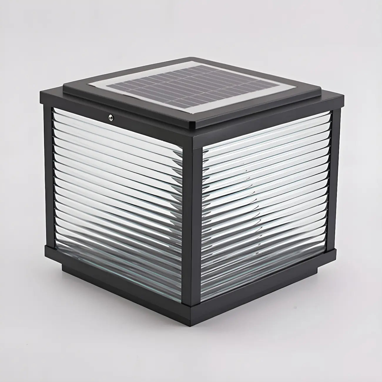 Lampe solaire extérieure cubique noire à LED bicolore