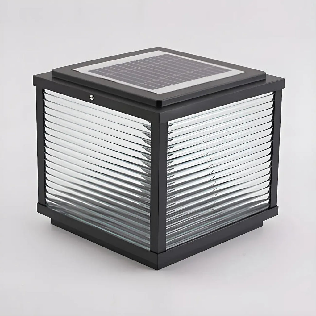 Lampe solaire extérieure cubique noire à LED bicolore