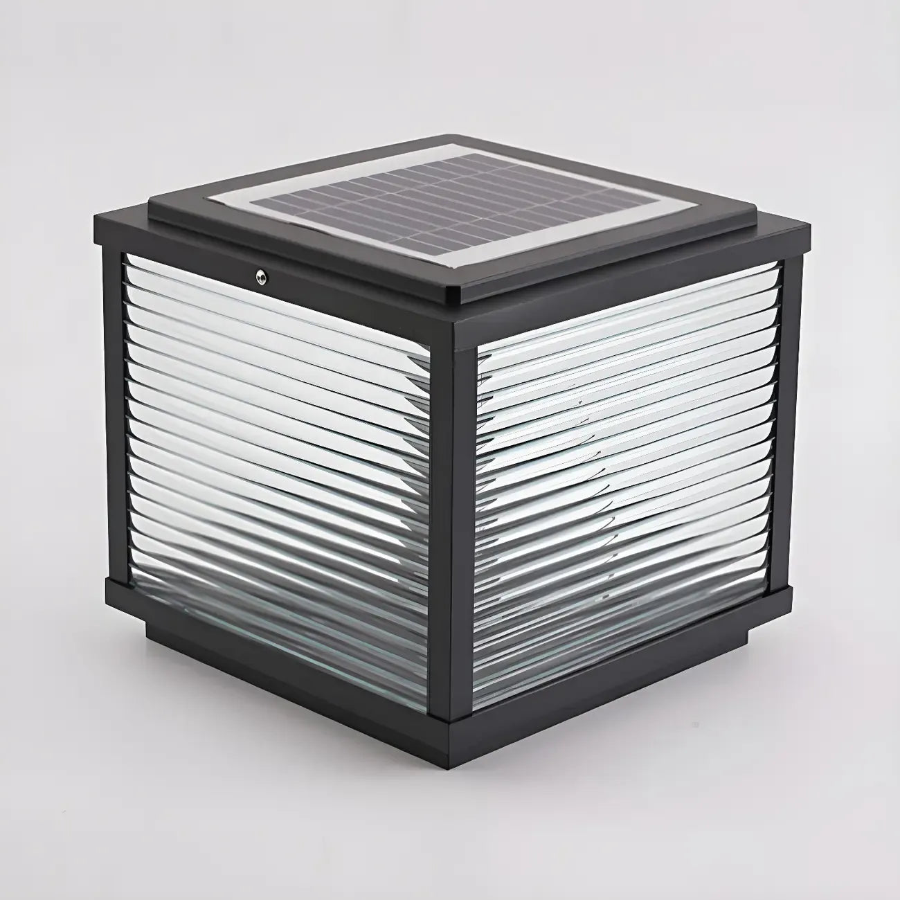 Lampe solaire extérieure cubique noire à LED bicolore