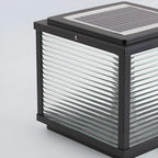 Lampe solaire extérieure cubique noire à LED bicolore