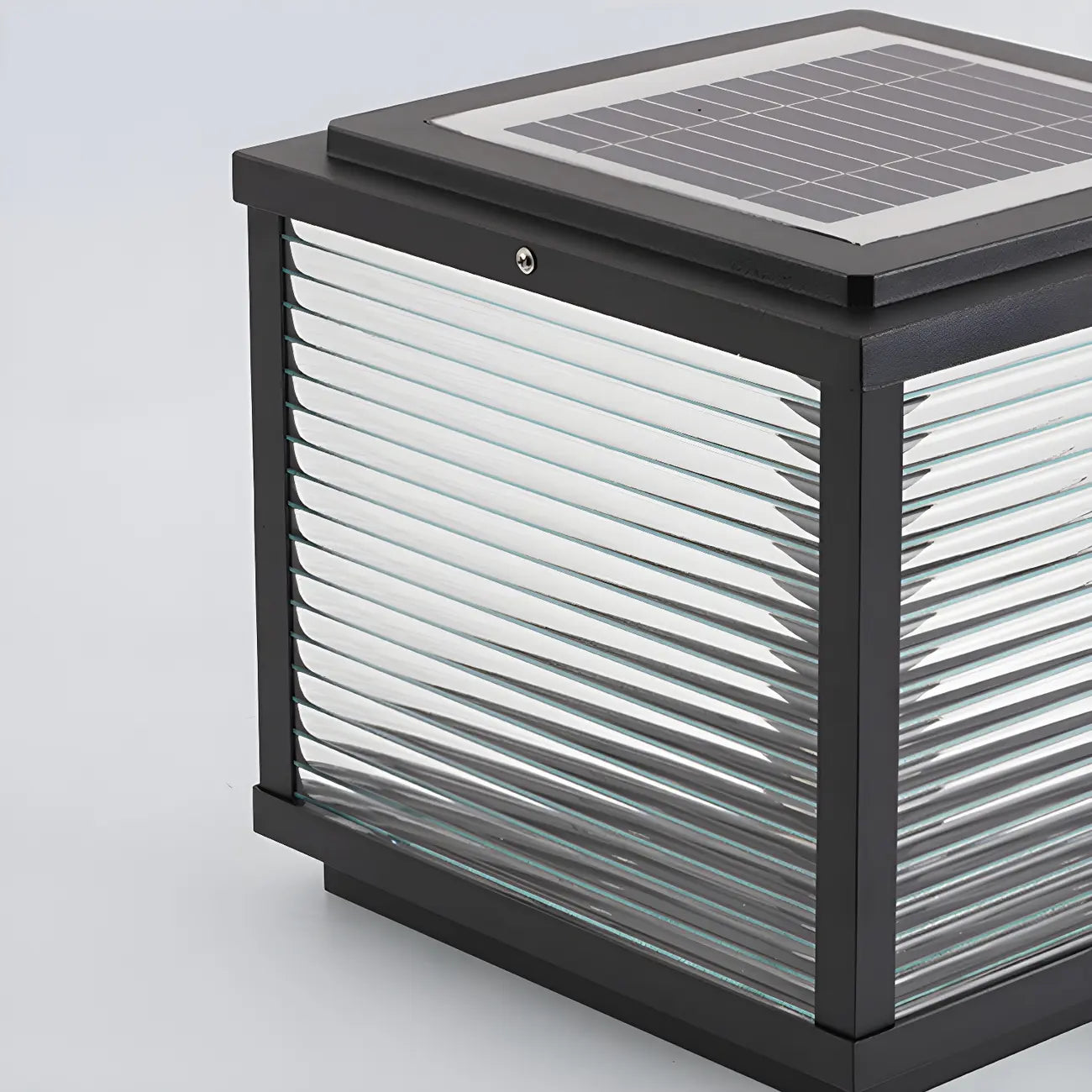 Lampe solaire extérieure cubique noire à LED bicolore