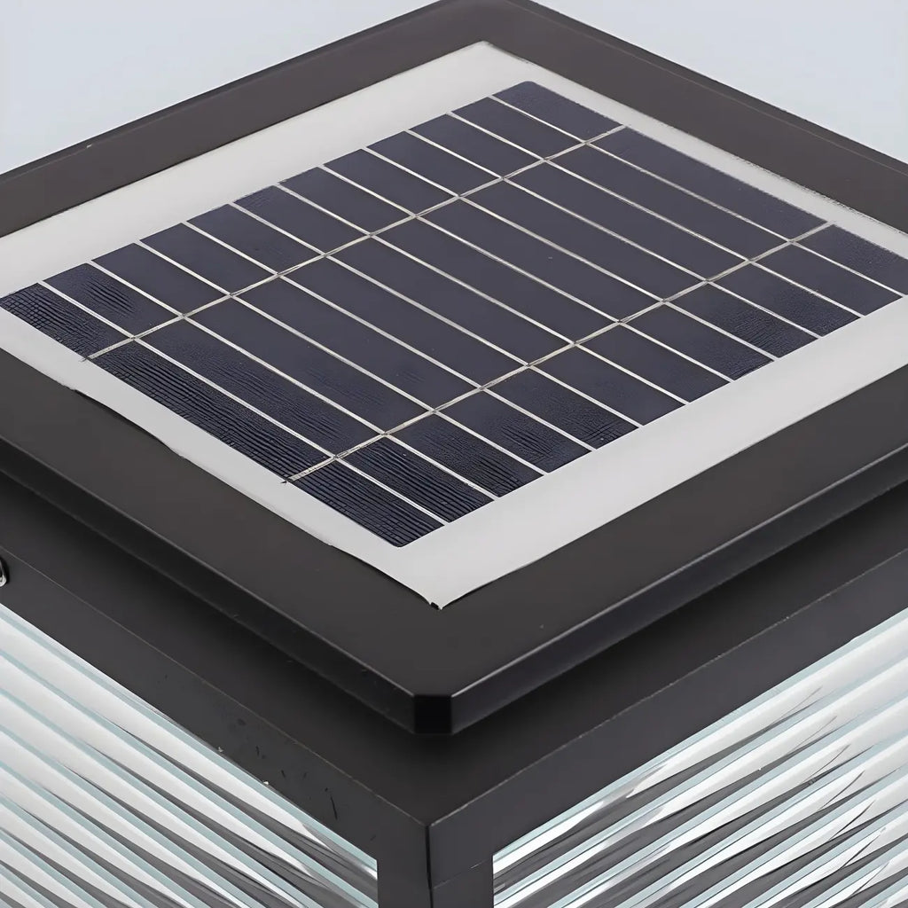 Lampe solaire extérieure cubique noire à LED bicolore