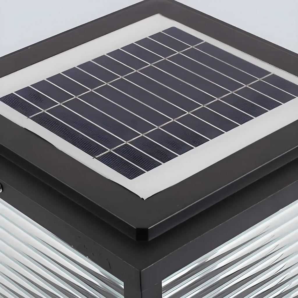 Lampe solaire extérieure cubique noire à LED bicolore