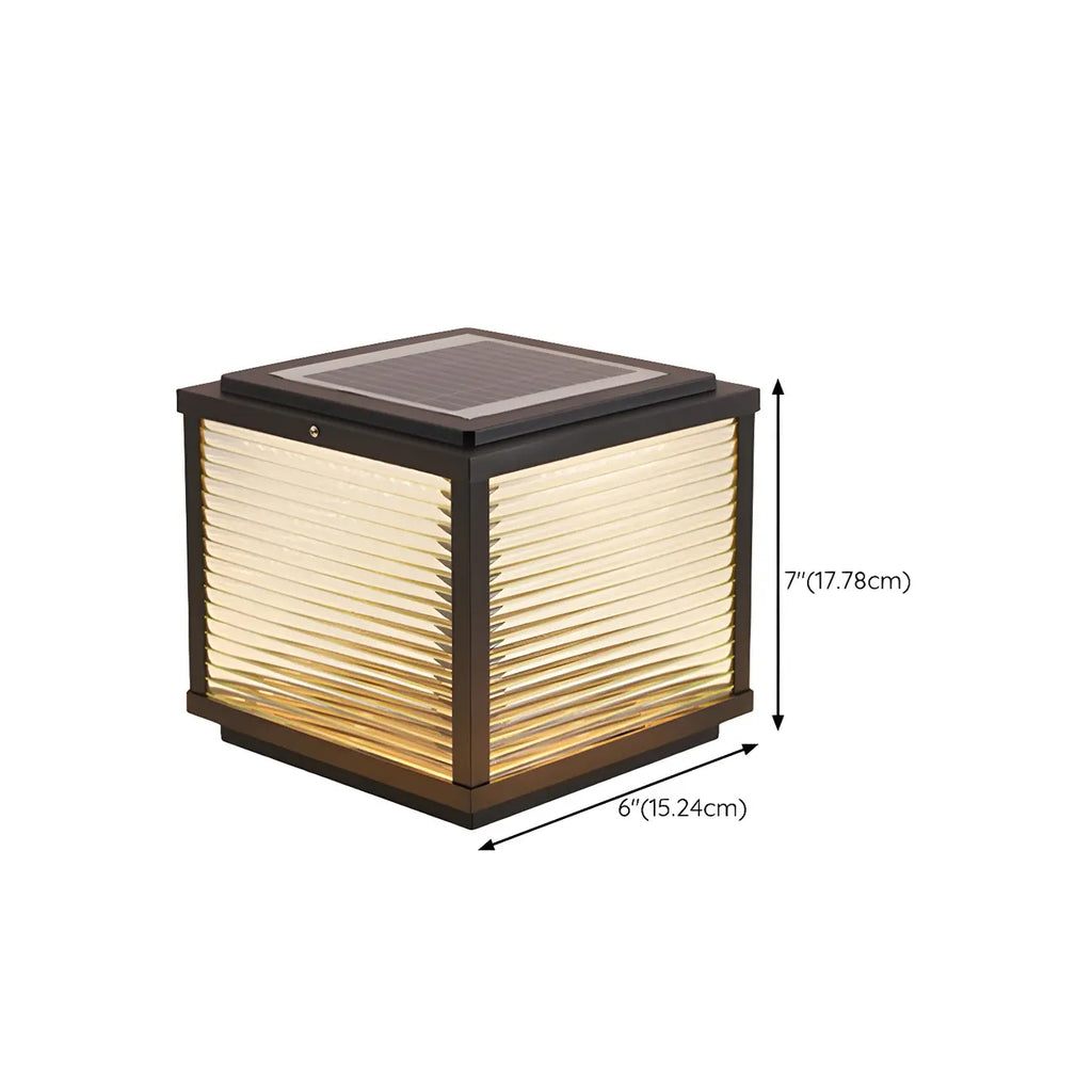 Lampe solaire extérieure cubique noire à LED bicolore