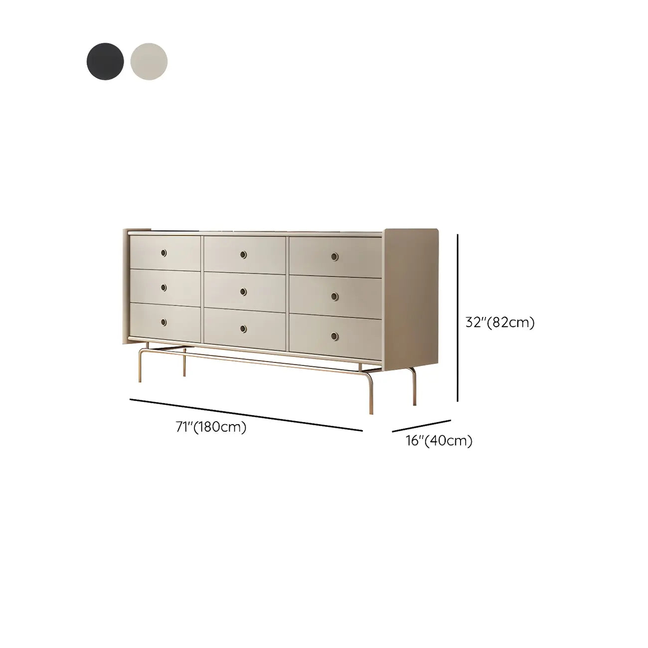 Commode et chiffonnier élégants en bois gris avec rangement