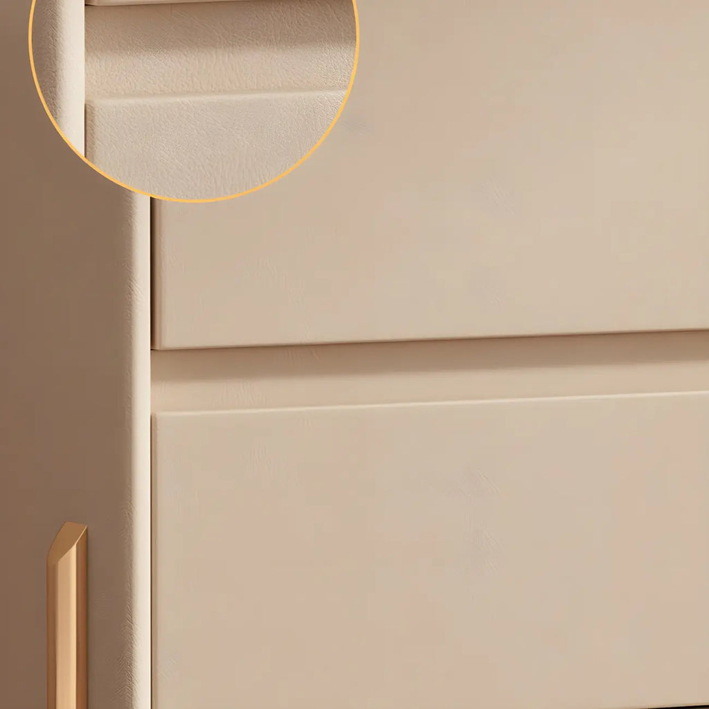 Table de chevet Morandi courte en cuir et bois à 2 niveaux avec pieds