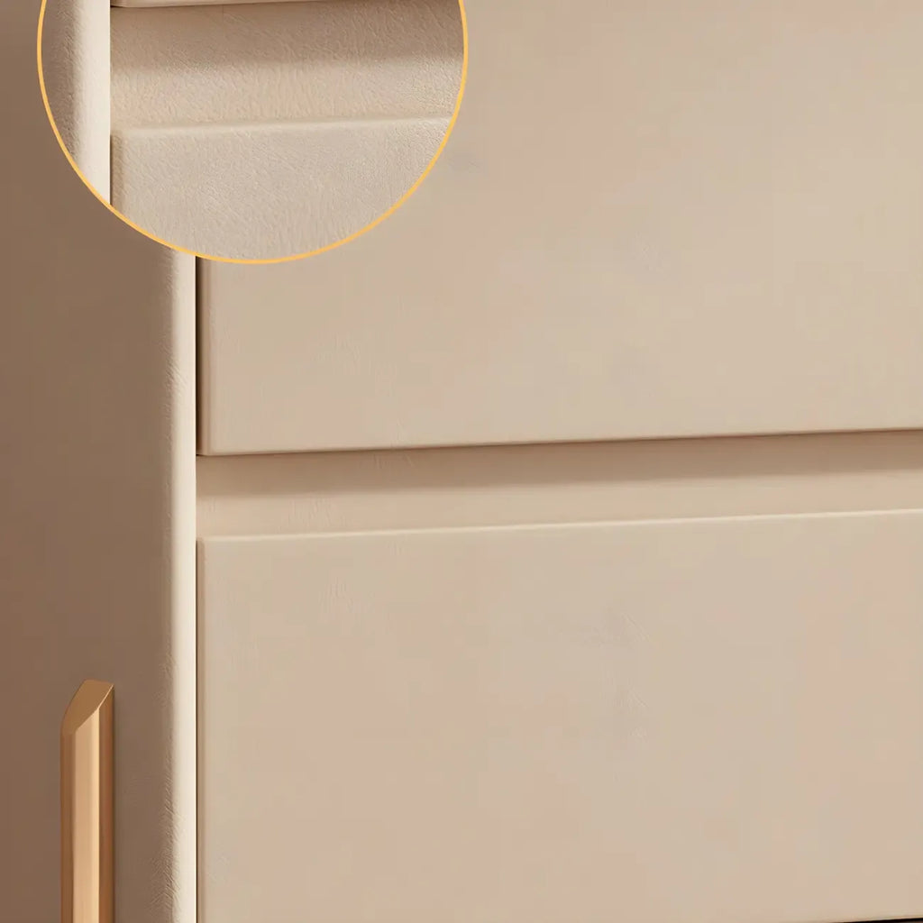 Table de chevet Morandi courte en cuir et bois à 2 niveaux avec pieds