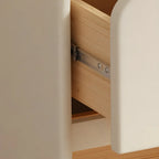 Table de chevet Morandi courte en cuir et bois à 2 niveaux avec pieds