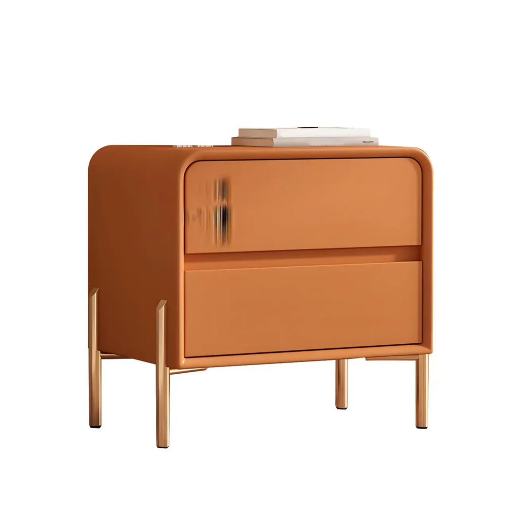 Table de chevet Morandi courte en cuir et bois à 2 niveaux avec pieds