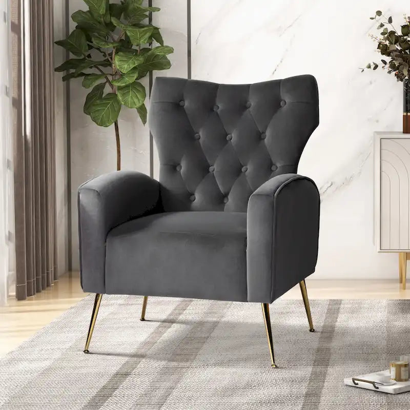 Poltrona trapuntata Abadiana Accent con base in metallo di HULALA HOME