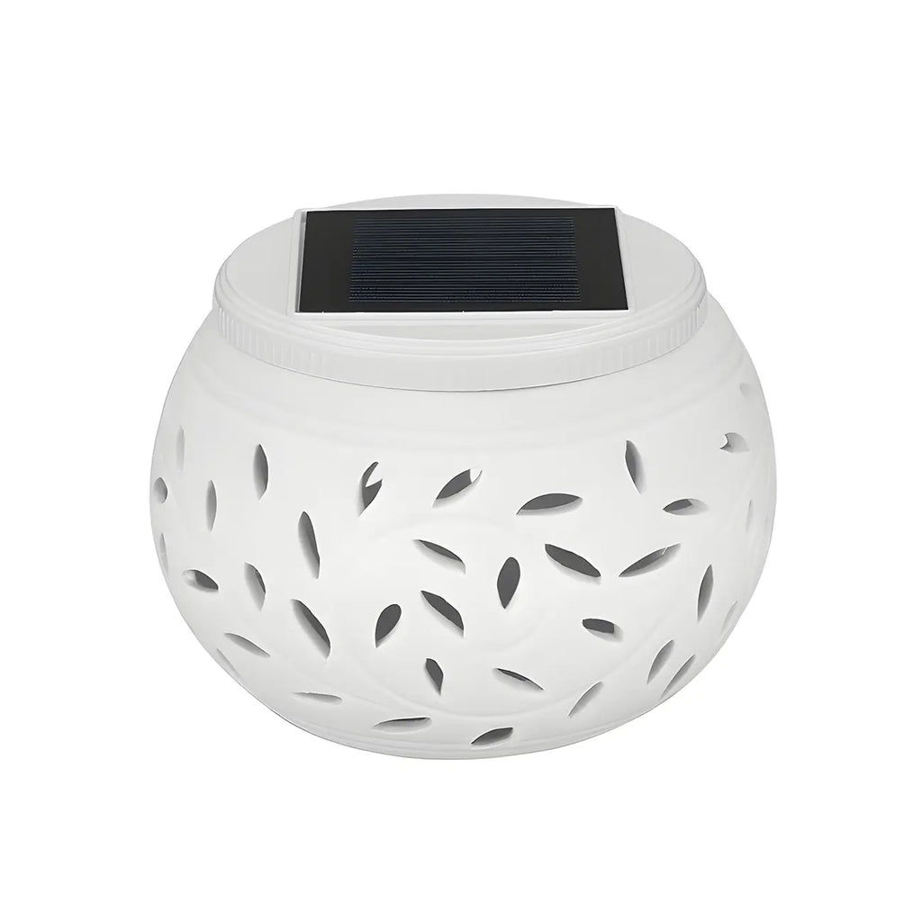 Lampes solaires décoratives creuses en céramique blanche pour poteaux d'extérieur
