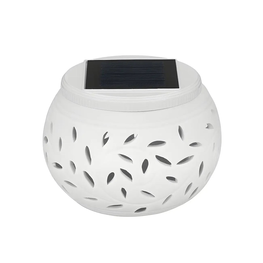 Lampes solaires décoratives creuses en céramique blanche pour poteaux d'extérieur
