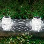 Lampes solaires décoratives creuses en céramique blanche pour poteaux d'extérieur
