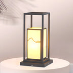Lampe de poteau géométrique en métal noir et verre