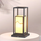 Lampe de poteau géométrique en métal noir et verre