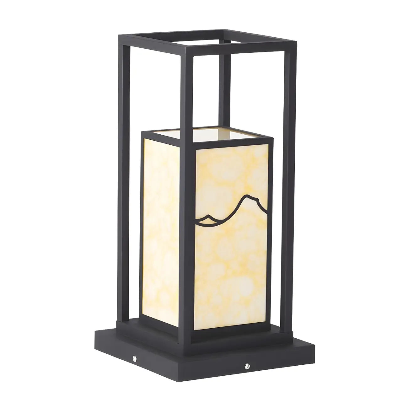 Lampe de poteau géométrique en métal noir et verre