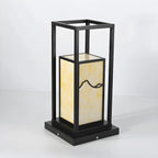 Lampe de poteau géométrique en métal noir et verre