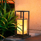 Lampe de poteau géométrique en métal noir et verre