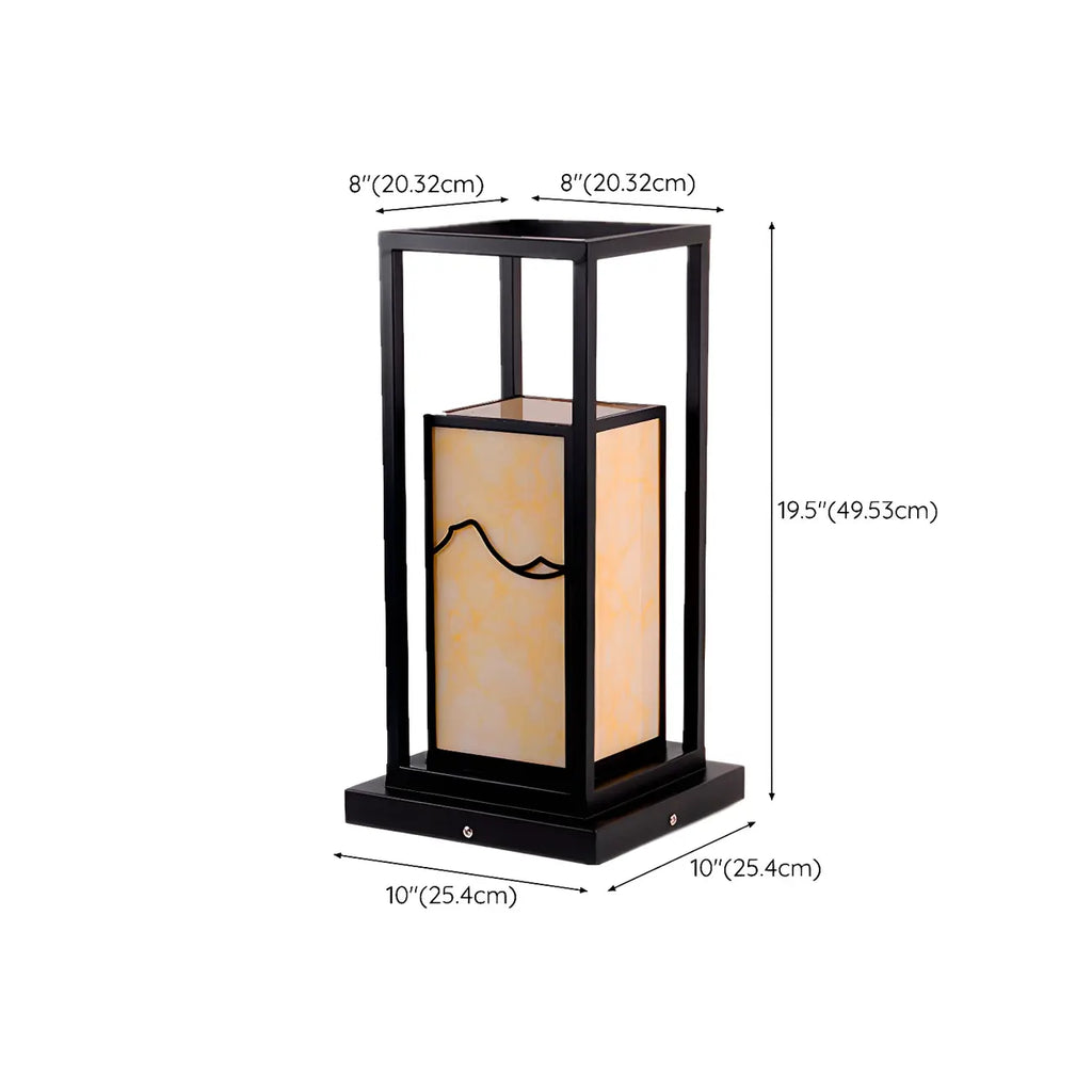 Lampe de poteau géométrique en métal noir et verre