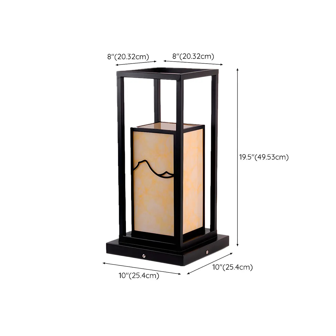 Lampe de poteau géométrique en métal noir et verre