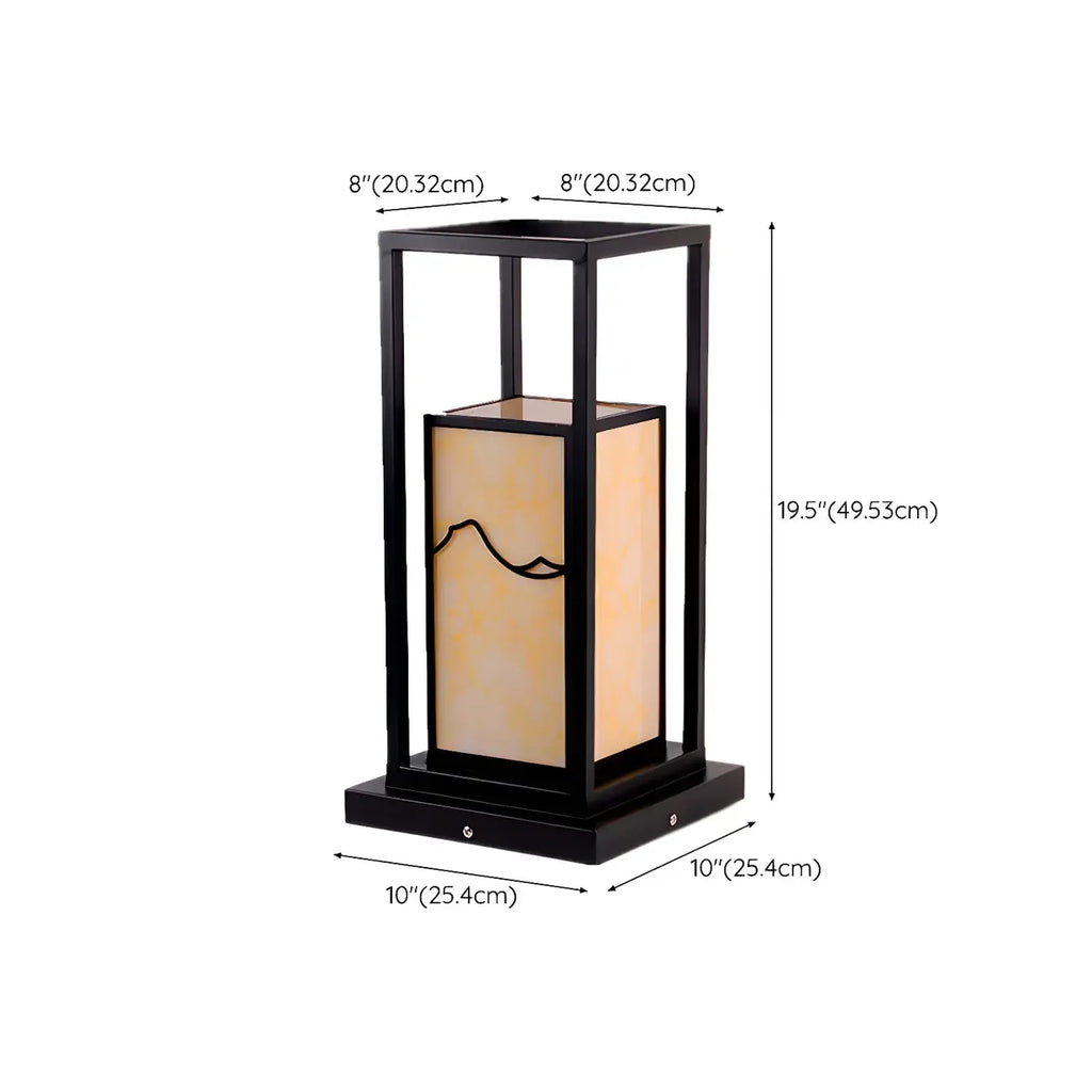 Lampe de poteau géométrique en métal noir et verre