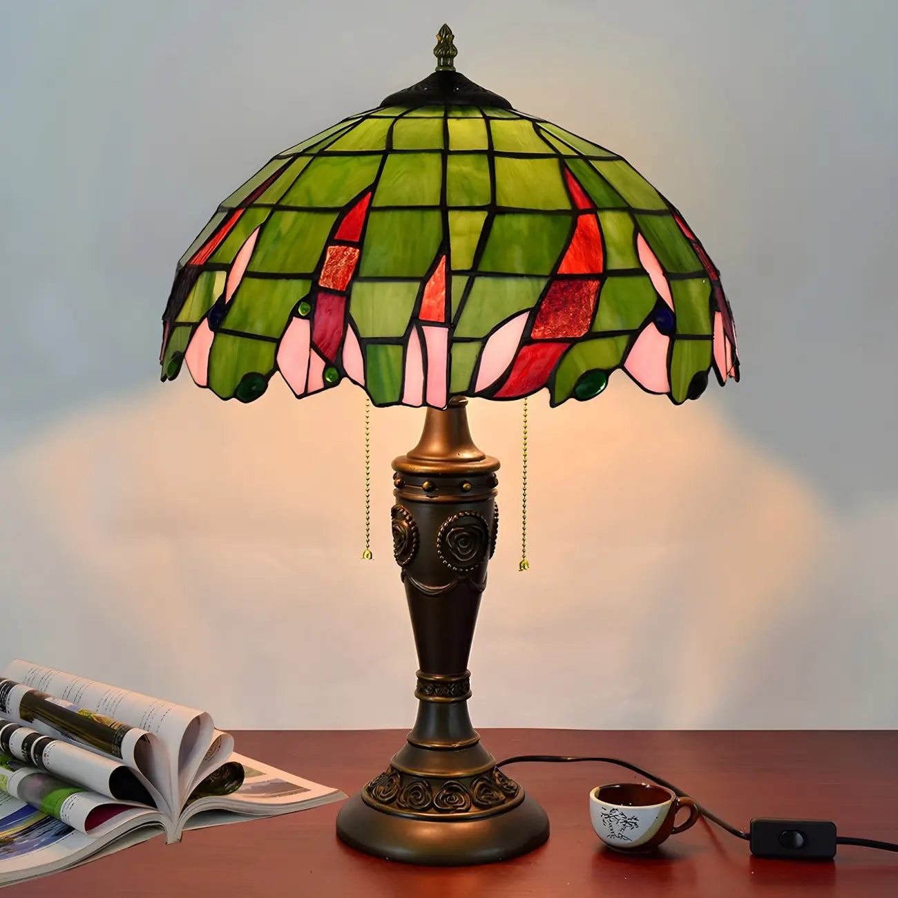 Lampe de table HomeyFad à 2 lumières avec dôme en verre et acier inoxydable de style vintage