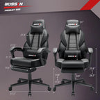 Chaise de jeu BOSSIN style racing, chaise de jeu grande taille supportant jusqu'à 136 kg (300 lbs), dossier haut, chaise d'ordinateur