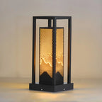 Lampe de poteau rectangulaire à grille métallique noire câblée