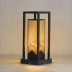 Lampe de poteau rectangulaire à grille métallique noire câblée