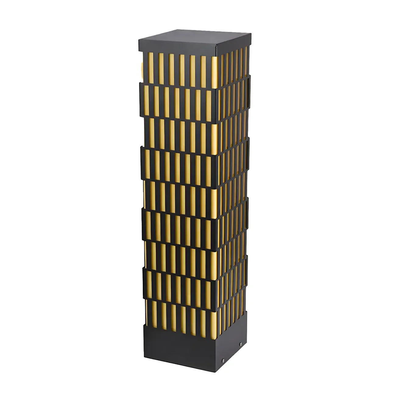 Culot de lampe rectangulaire à grille métallique noire et éclairage chaud