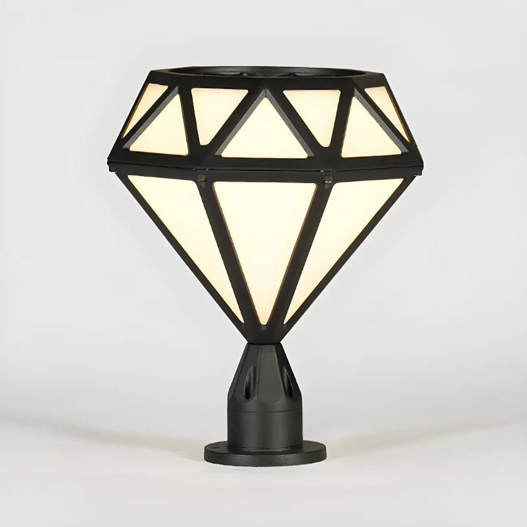 Lampe de poteau à motif diamant en métal noir