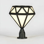 Lampe de poteau à motif diamant en métal noir