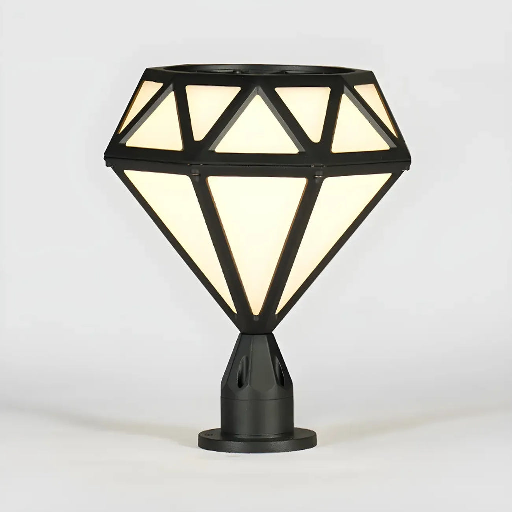 Lampe de poteau à motif diamant en métal noir