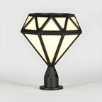 Lampe de poteau à motif diamant en métal noir
