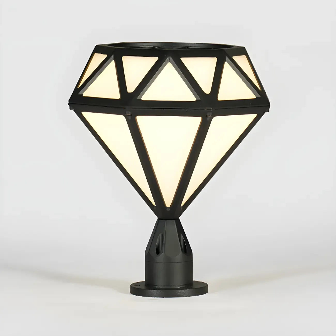 Lampe de poteau à motif diamant en métal noir