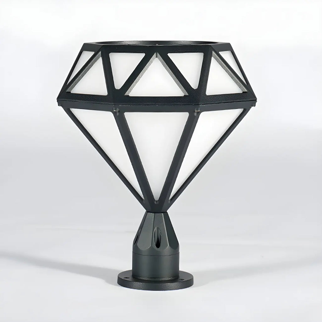 Lampe de poteau à motif diamant en métal noir