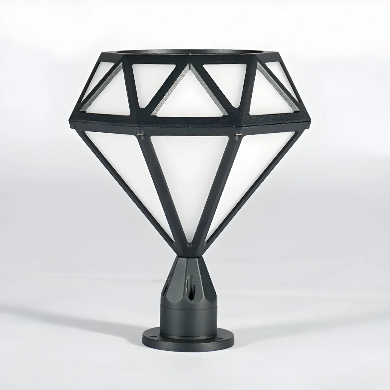 Lampe de poteau à motif diamant en métal noir