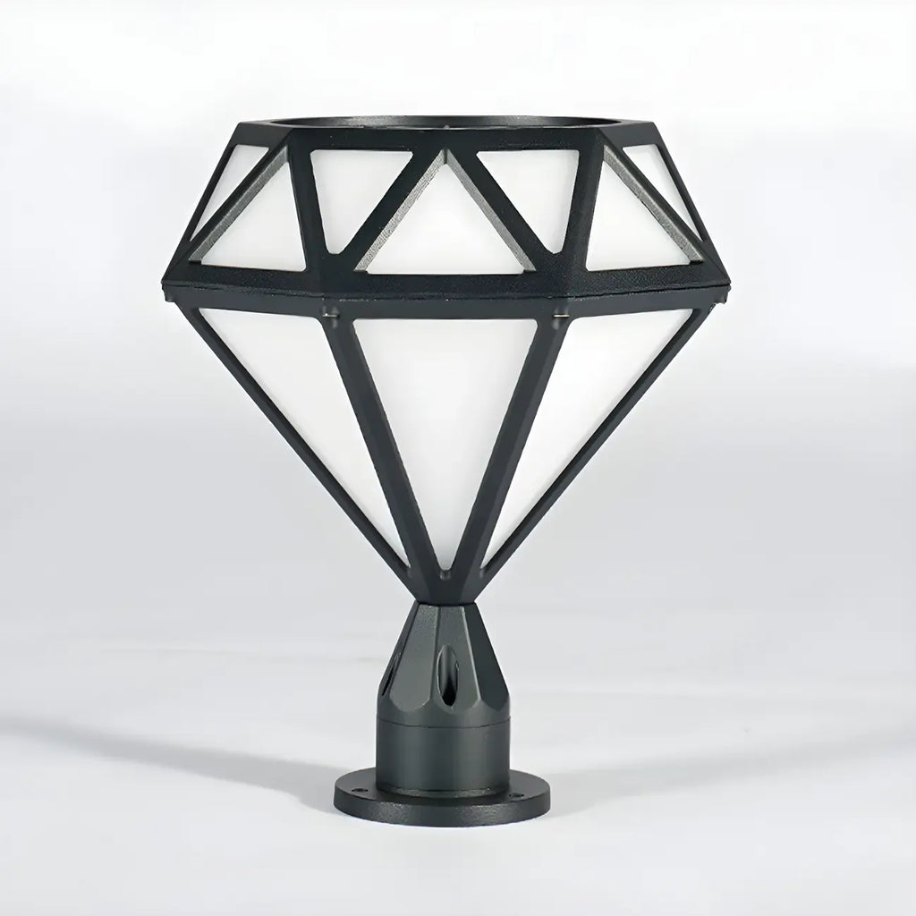 Lampe de poteau à motif diamant en métal noir