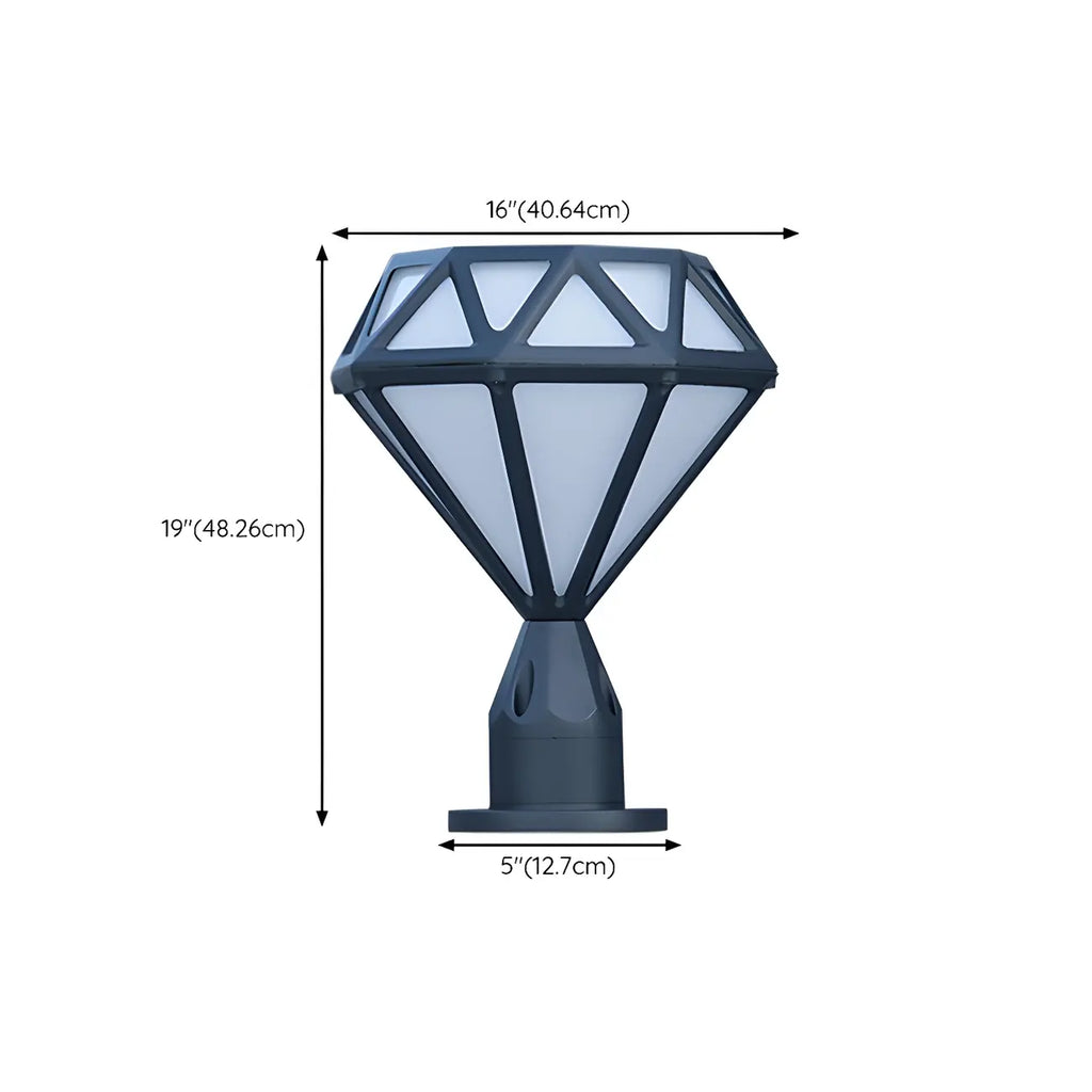 Lampe de poteau à motif diamant en métal noir