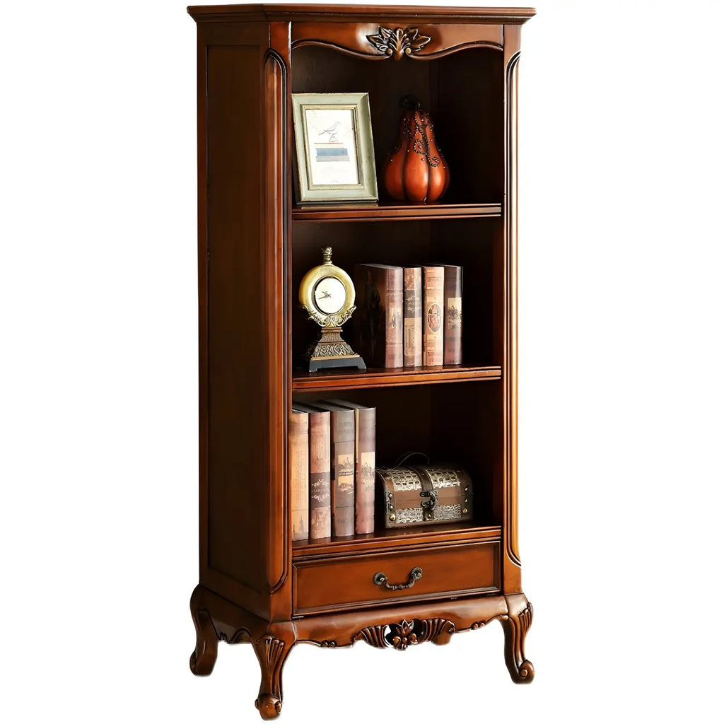 Bibliothèque classique en bois marron/blanc avec tiroir