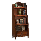 Bibliothèque classique en bois marron/blanc avec tiroir