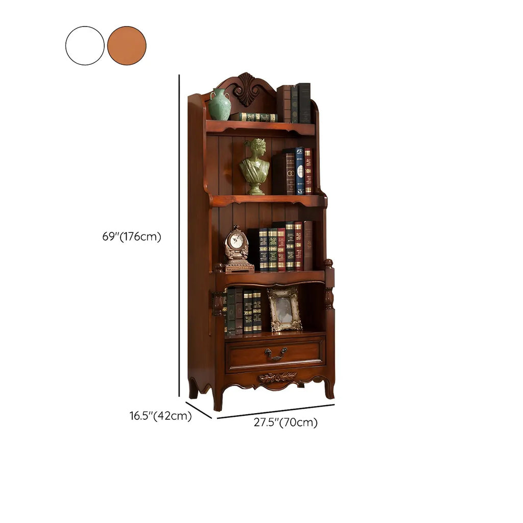 Bibliothèque classique en bois marron/blanc avec tiroir