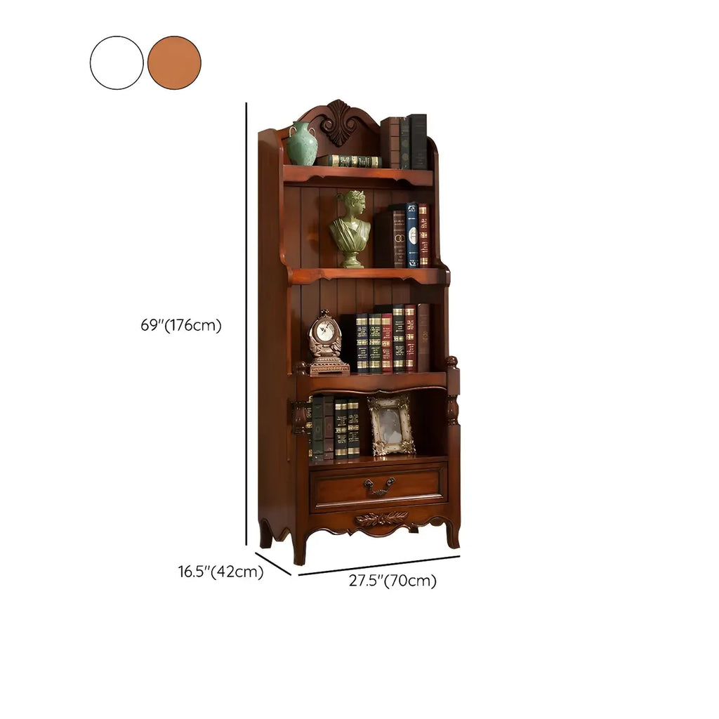 Bibliothèque classique en bois marron/blanc avec tiroir
