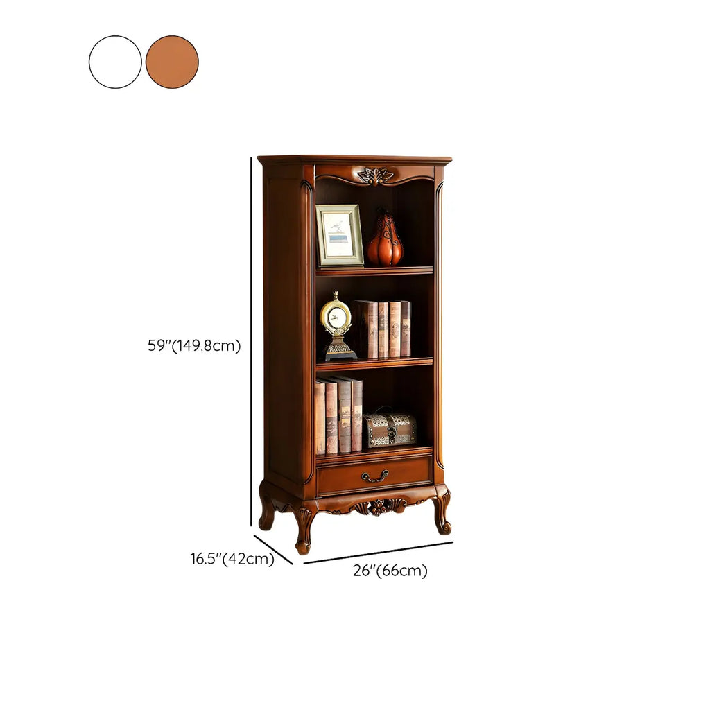Bibliothèque classique en bois marron/blanc avec tiroir