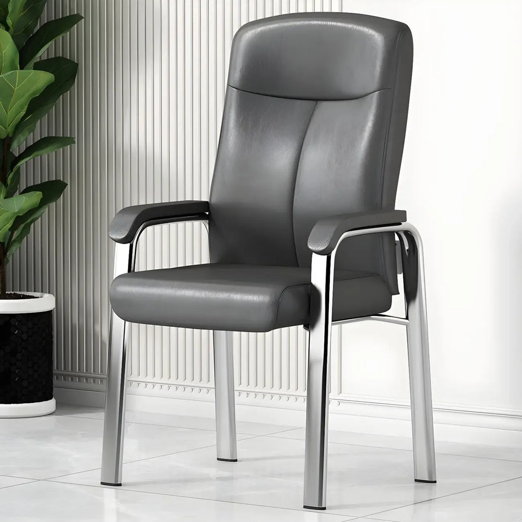 Chaise de bureau moderne HomeyFad en cuir et métal, à 4 pieds et accoudoirs