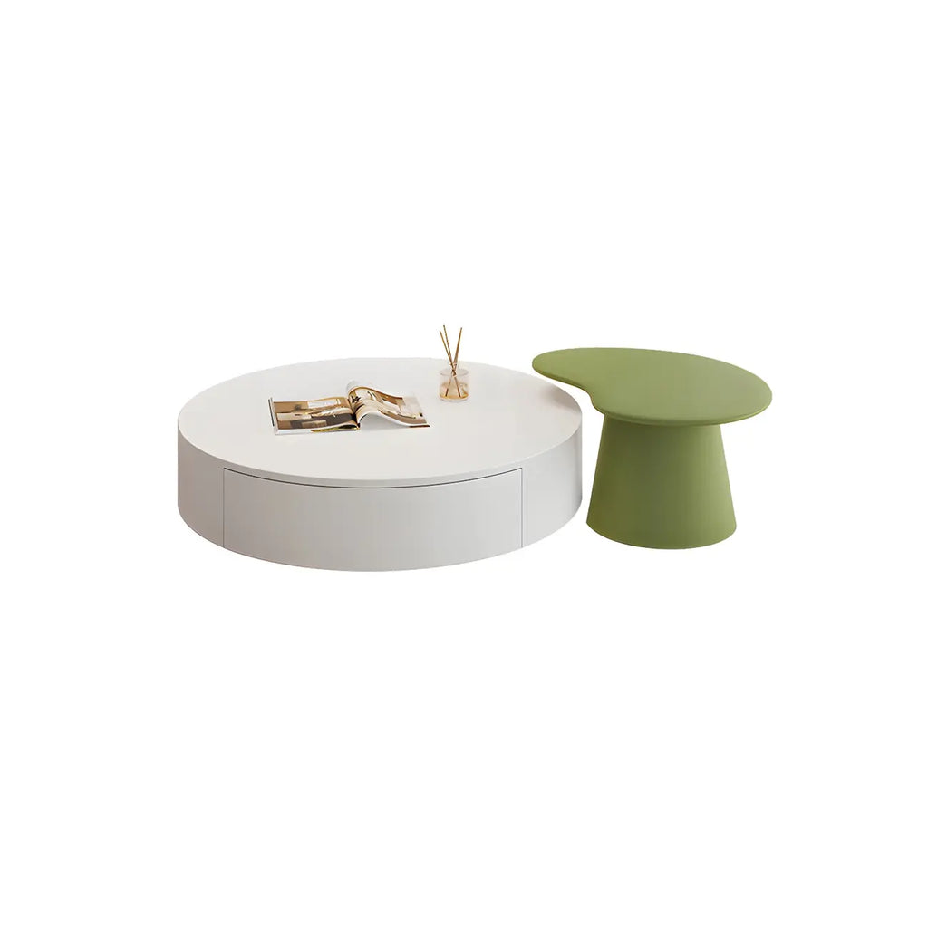 Tables basses gigognes rondes modernes en bois blanc